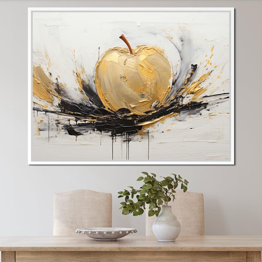 Golden Apple Essence: Modern Wall Art | Minimalist Home Decor