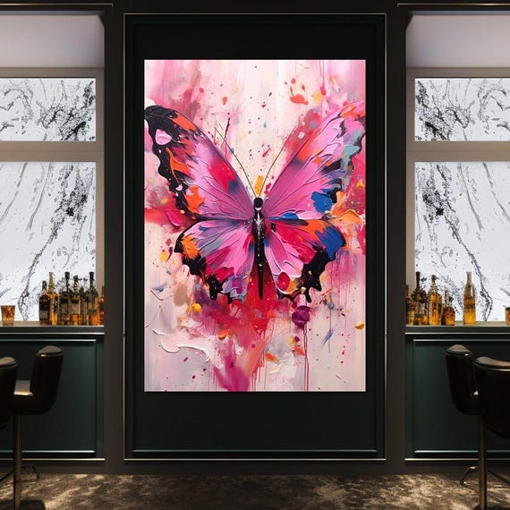 Radiant Winged Dreams: Elegant Wall Art | Dreamy Aesthetic | Butterfly Lover | Vibrant Home Decor | Modern Painting by NICHECANVAS