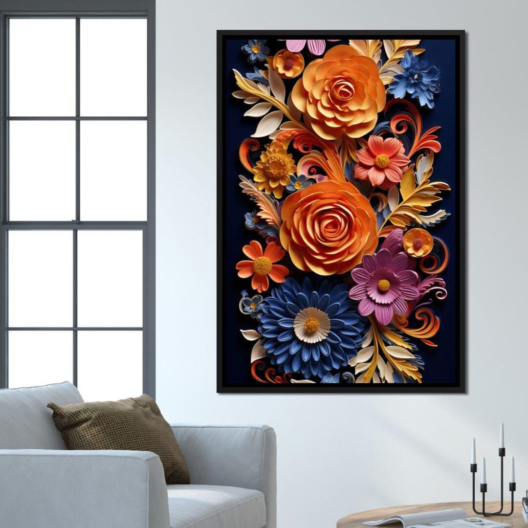 Intricate Flowers: 3D Floral Wall Art, Colorful Flowers, Modern Home ...