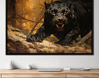 Forest Panther: Fierce Animal Art Print | Black Panther Jungle Artwork | Nature Home Decor | Wildlife Wall Art by NICHECANVAS