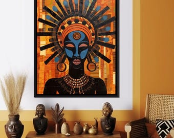 Tribal Mask 06 - Sakeem Gibbs | African Art | Black, Blue, Orange