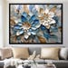 Floral Symphony in Blue & White: 3D Botanical Wall Art Modern Elegance