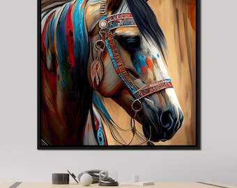 Cherokee Horse 1 - Alicia Smith: tribal decor | Muurkunst paarden | Geïnspireerd door de natuur | Rustiek huisdecor | Horse Lovers Art van NICHECANVAS