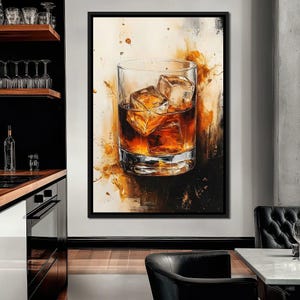 Whiskey Drink Elegance: Bourbon Whiskey Art | Bar Wall Decor | Modern Home Decor | Stylish Poster | Liquor Wall Art by NICHECANVAS