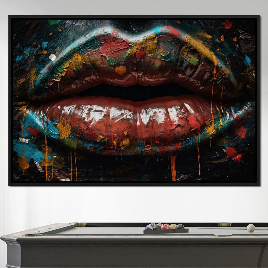 Sensual Women Lips Graffiti: Vibrant Urban Art | Modern Wall Art