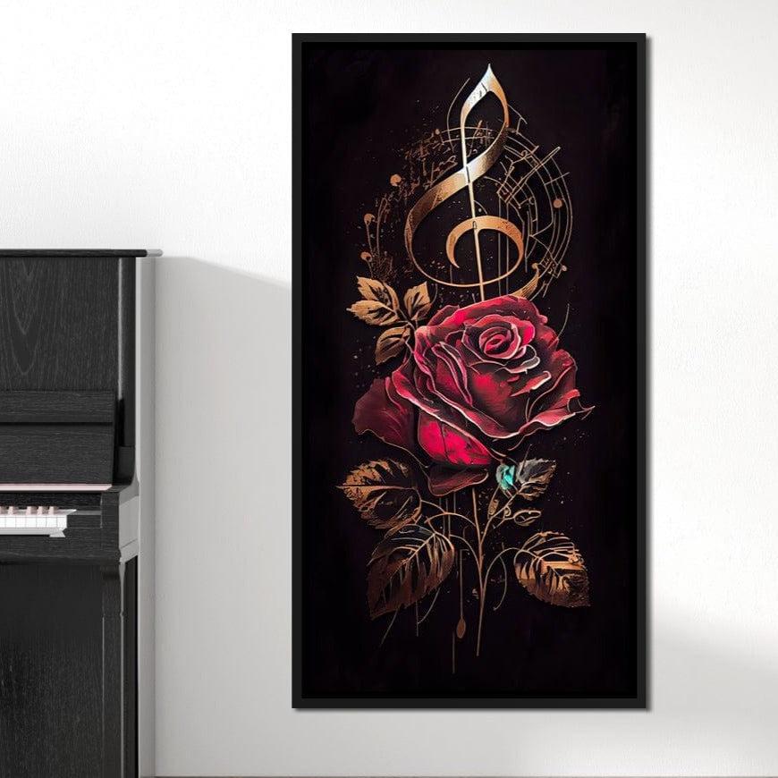 アート・デザイン・音楽 Dash  - Love Roses Red Rose & Musical Notes: Romantic Rose Artwork | Music Wall Art