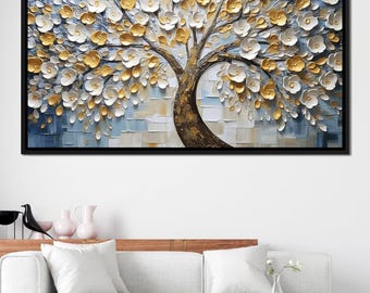 Ivory Golden Petal Melodies: Elegant Home Decor | Floral Abstract