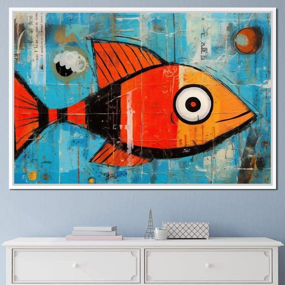 Red Fish: Vibrant Fish Print | Graffiti Ocean Wall Art | Colorful