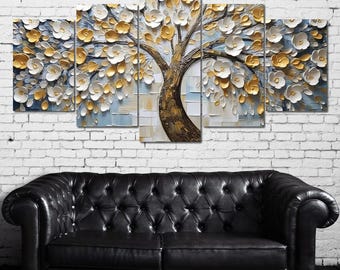 Ivory Golden Petal Melodies: Elegant Home Decor | Floral Abstract