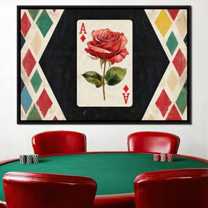 As de coeur élégance : carte d'art floral vintage | Décoration murale casino par NICHECANVAS