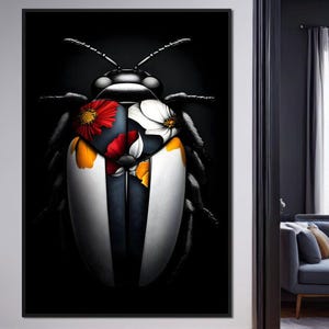 Unter Blumenflügel: Einzigartiges Wohndekor | Bunte Insekten Kunst | Botanische Moderne Wandkunst | Von der Natur inspiriertes Design von NICHECANVAS
