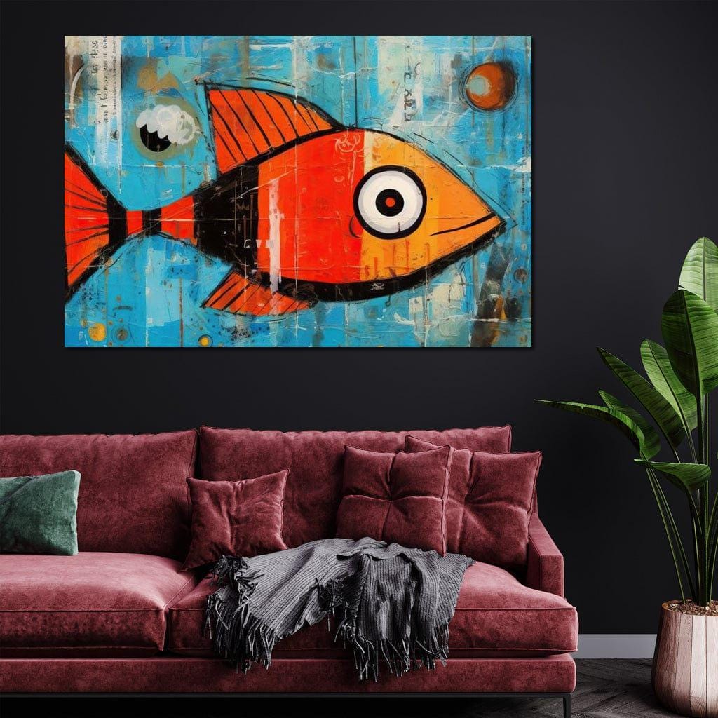 Red Fish: Vibrant Fish Print | Graffiti Ocean Wall Art | Colorful