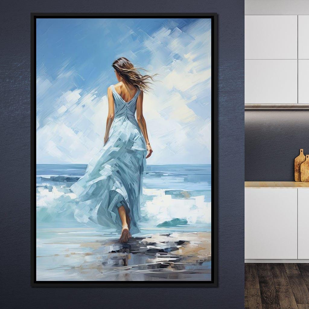 Azure Serenity Stroll: Coastal Ocean Scene | Beach Walk | Tranquil