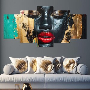 Golden Silence Shattered: Modern Art, Colorful Portrait, Black Woman