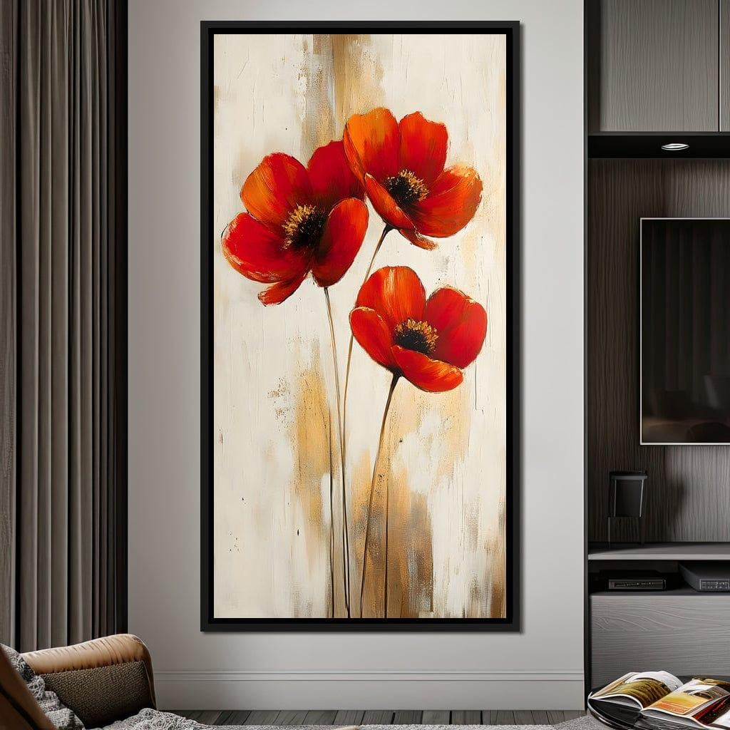 Summer Petal Dance: Floral Home Decor | Red Poppy Art | Vibrant Flower Print | Nature Inspired Wall Art | Modern Floral by NICHECANVAS