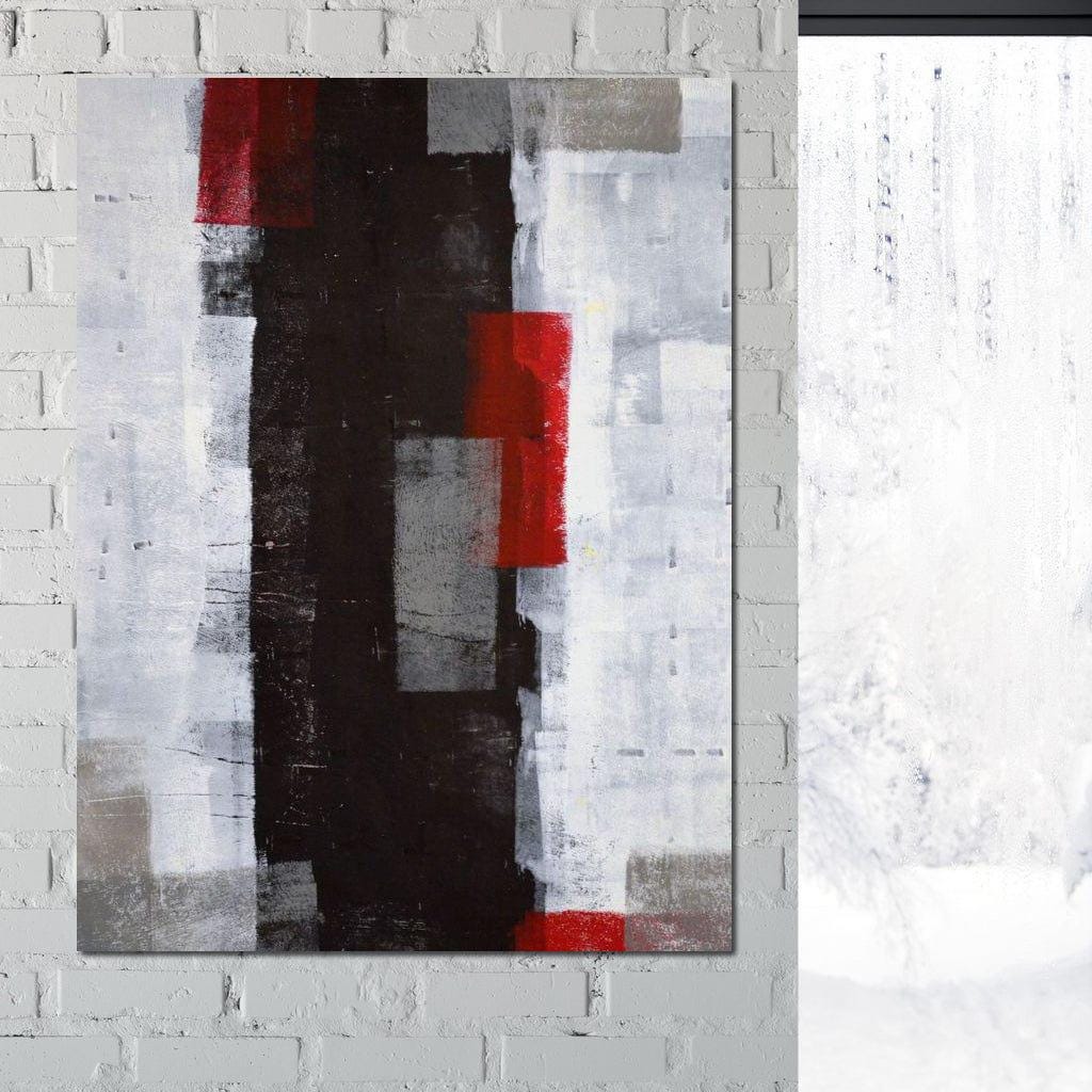Grey & Red Abstract Art Painting | Modern Wall Decor | Bold Canvas ...