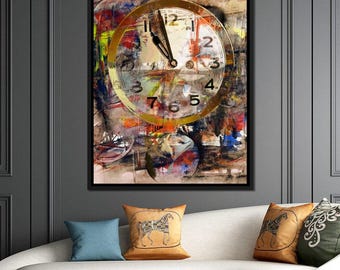 Art Clock: Modern Wall Art | Colorful Clock | Psychedelic Abstract Design | Large Vibrant Time Decor by NICHECANVAS