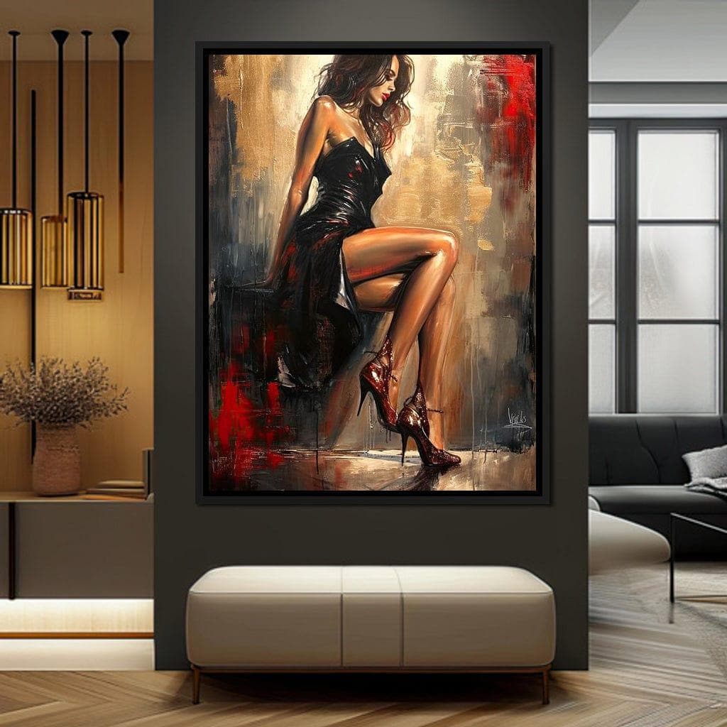 Alluring Legs Sleek Noir Elegance | Chic Wall Decor | Sensual Art | Luxury Home Decor | Contemporary Fashion Design by NICHECANVAS