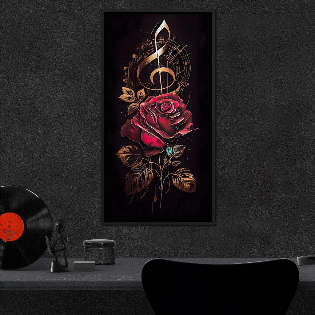 Red Rose & Musical Notes: Romantic Rose Artwork | Music Wall Art