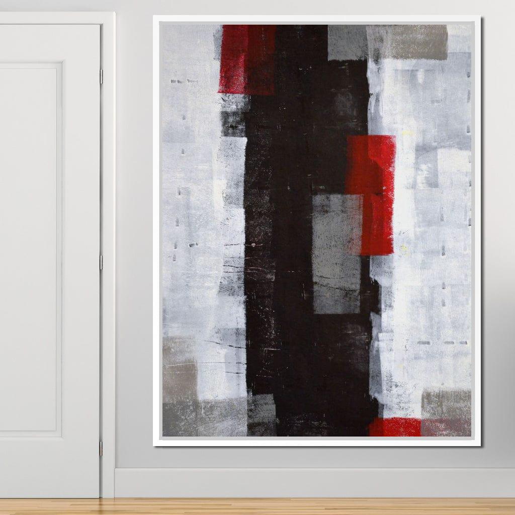 Grey & Red Abstract Art Painting | Modern Wall Decor | Bold Canvas ...