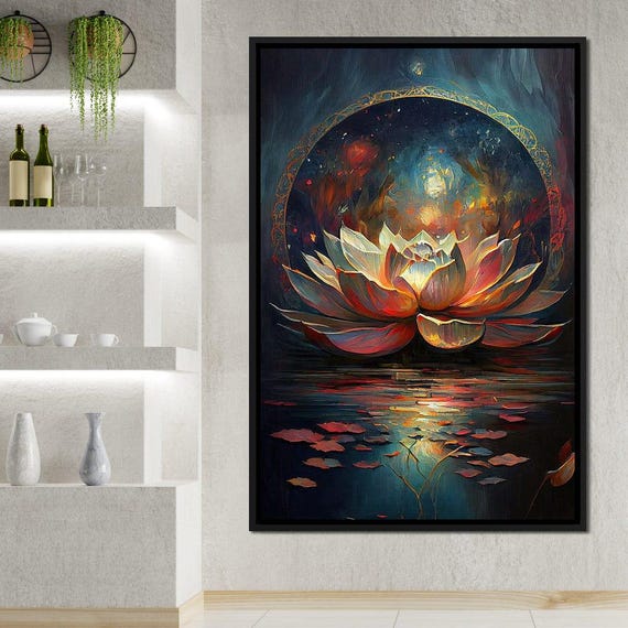 Midnight Lotus Flower: Botanical Art, Zen Decor, Night Bloom