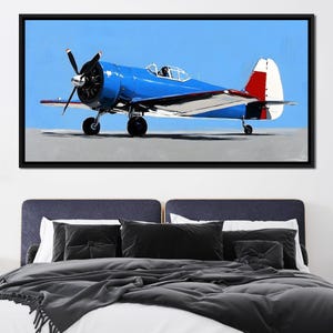 Luchtvaartelegantie Soaring Skies: vintage vliegtuigkunst | Decoratie blauwe lucht | Cadeau vluchtliefhebber | Woondecoraties van NICHECANVAS