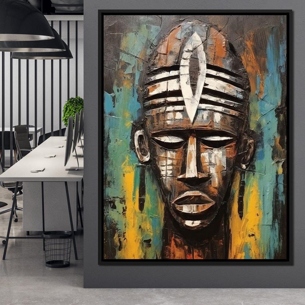 Tribal Mask 18 - Sakeem Gibbs | African Wall Art | Handpainted Tribal Face | Modern Ethnic Decor | Vibrant Bohemian Art by NICHECANVAS