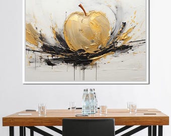 Golden Apple Essence: Modern Wall Art | Minimalist Home Decor