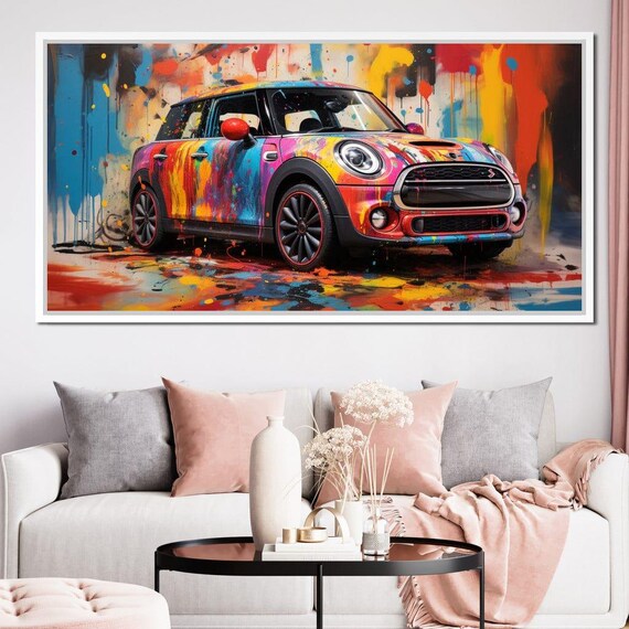 Mini Coop - Riderart: Colorful Car Art | Vibrant Decor | Urban