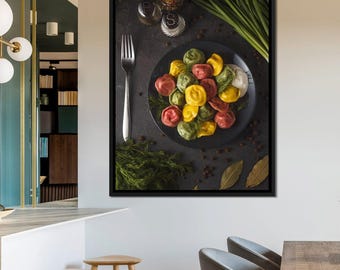 Plate of Pasta: Colorful Food Wall Art | Kitchen & Dining Decor | Italian Cuisine | Gourmet Art for Restaurants by NICHECANVAS