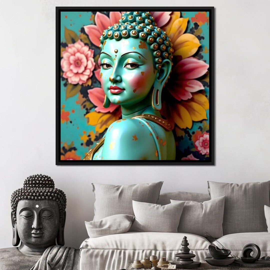 Radiant Petals Tranquility: Buddha Art | Zen Wall Decor | Spiritual Art ...