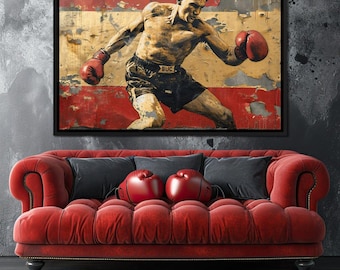 Vintage Boxen Legende: Retro Boxer Leinwand | Boxen Antike Kunst | Sport Dekor | Sportlich Wohnkultur | Boxen Geschichtskunst von NICHECANVAS
