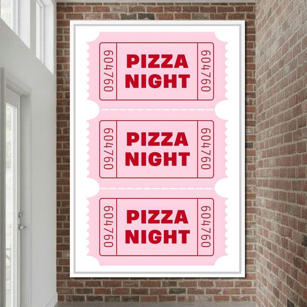 Pizza Party Raffle Retro Pizza Night Raffle Tickets | Nostalgic Home Decor | Vibrant ...
