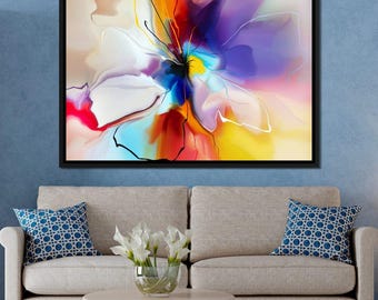 Creative Flower: Colorpop Floral Art | Modern Abstract Wall Decor | Vibrant Multi-Color Painting | Large Watercolor Print by NICHECANVAS