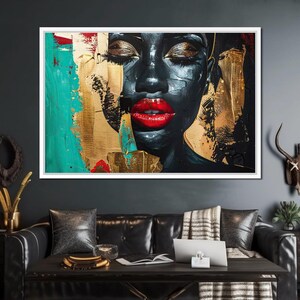 Golden Silence Shattered: Modern Art, Colorful Portrait, Black Woman