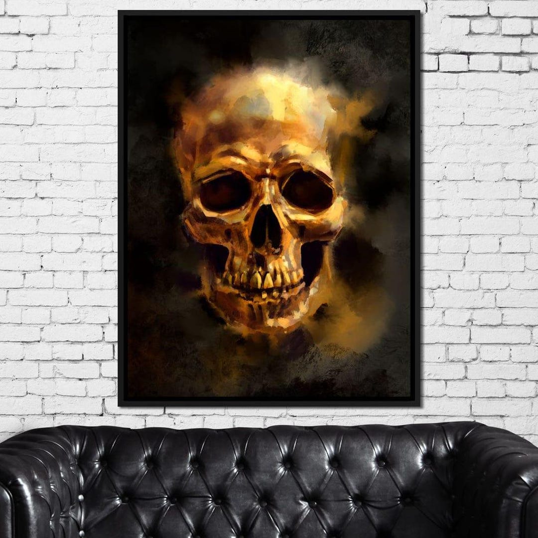 Golden Skull: Skull Decor | Dark Wall Art | Gothic Home Decor