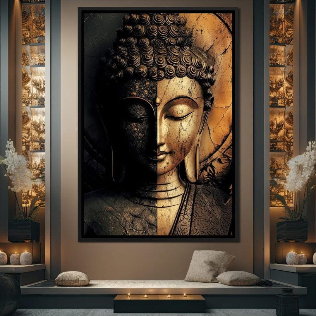 Harmony of Light and Shadow: Buddha Canvas Print | Zen Home Decor
