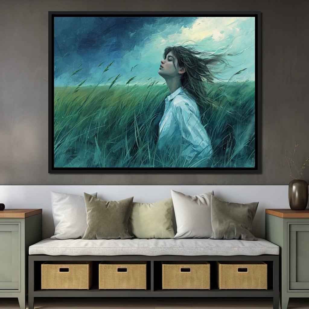 Zephyr's Embrace in Verdure | Windy Landscape | Tranquil Scene | Modern Wall Art | Relaxing Nature Portrait Decor by NICHECANVAS