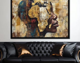 Golden Silhouette Reverie - Sakeem Gibbs | African Art | Beige Wall Decor | Modern Abstract Canvas Print by NICHECANVAS