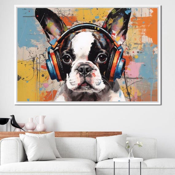 Boston Terrier's Musical Medley | Dog Wall Art | Fun Pet Art