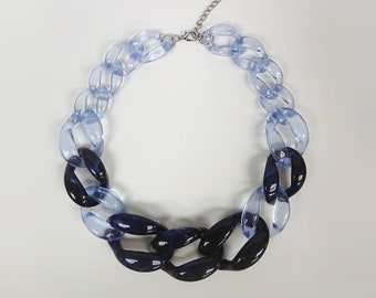 Transparent Blue Chunky Link Oversize Necklace Statement | Etsy