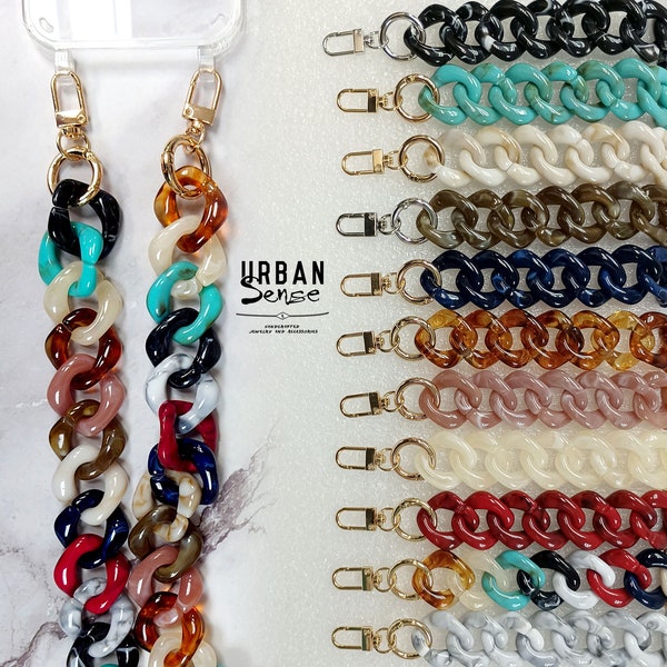 Corrente para celular robusta em resina acrílica, vibrante e perfeita para o verão.