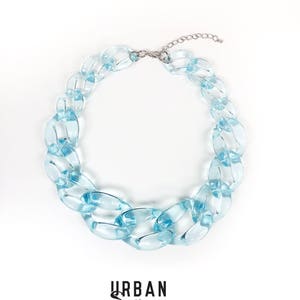 Transparent Blue Chunky Link Oversize Necklace, Statement Necklace, Bib Necklace, Bridesmaids Necklace