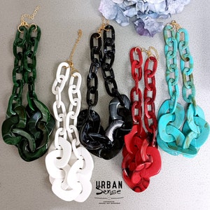 Unique Marble Pattern Oversized Chain Link Chunky Necklace, Statement Necklace, Bib Necklace, Bridesmaids Necklace, Gift for her