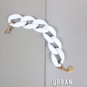 Chunky White Chain Bracelet: Statement Link Bracelet