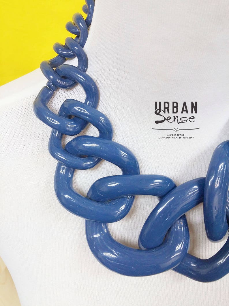 Nevy Blue Big Bold Chunky Necklaces Statement Necklace Bib Etsy