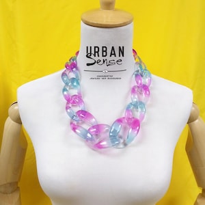 Transparent Candy Acrylic Chain Link Necklace, Statement Necklace, Bib Necklace, Bridesmaids Necklace, Fashion Party Necklace