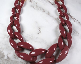Yellow Acrylic Oversized Chain Link Necklace, Statement Jewelry