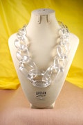 Transparent link Chunky Necklace, Oversize Matt White Chain, Statement Bridesmaids Gift