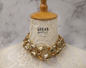 Collana Girocollo Oversize Colorata - Catena A Maglie Grandi Vintage, Dichiarazione Fashion Anni '80/'90